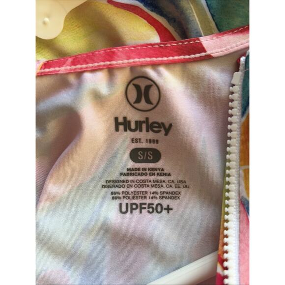 Hurley Colorful Vibrant Floral Flower 1/4 Zip UPF50+ Swim Shirt Rash Guard Small - Picture 6 of 6